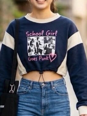 Navy blue long sleeves Crew Neck Sweater S